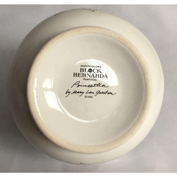 Block Bernardo Poinsettia Handle Basket Ceramic Goertzen Portugal Watercolors - Picture 9 of 10